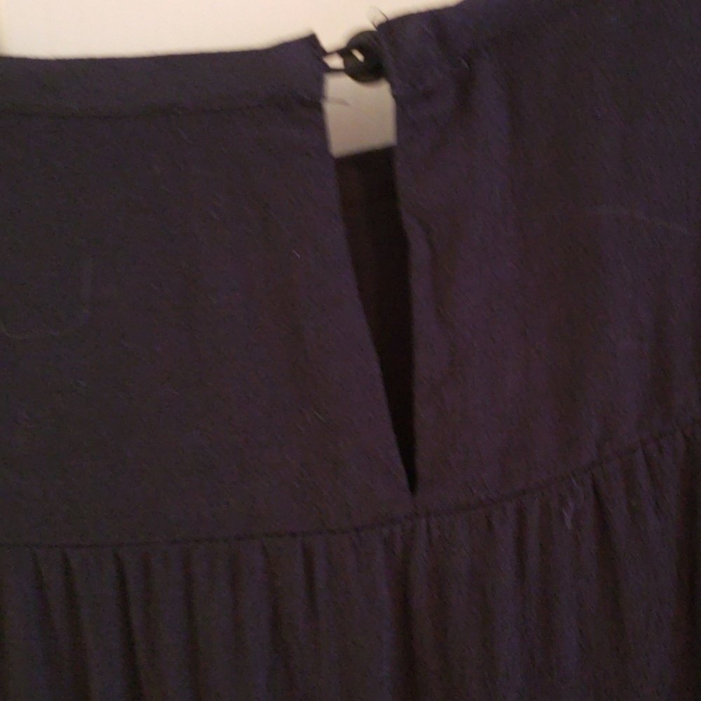 Loft Navy Blue Embroidered Floral Bird Norway Shift Dress  Size XS - Picture 8 of 11